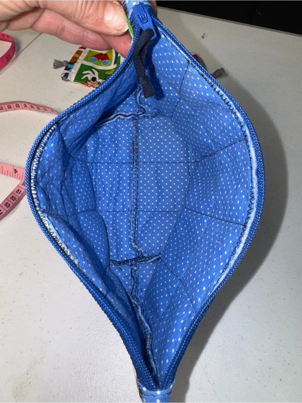 Handmade Mickey & Friends Zippie Pouch with pleated bottom 7” x 10”